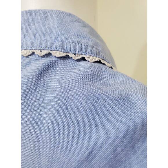 Elevenses Anthropologie Women's Button Down Denim Long Sleeve Top Size 2 - Picture 8 of 9